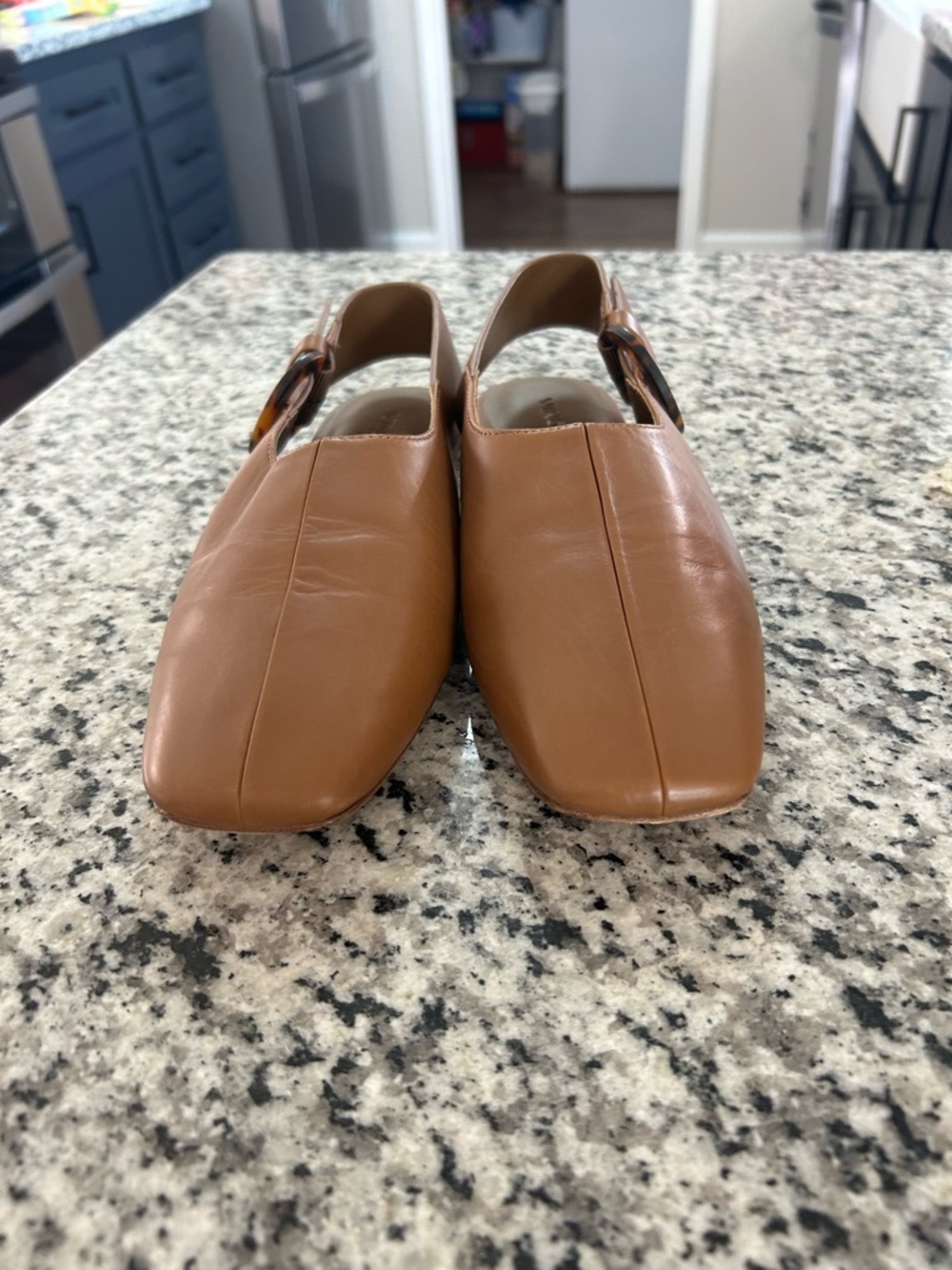 Vince Cadot Tortoise Buckle Slingback Flats Leather Peanut 7.5 - Picture 3 of 11